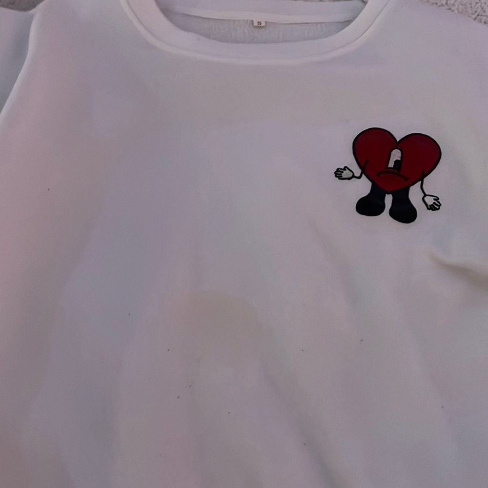 white heart sweatshirt